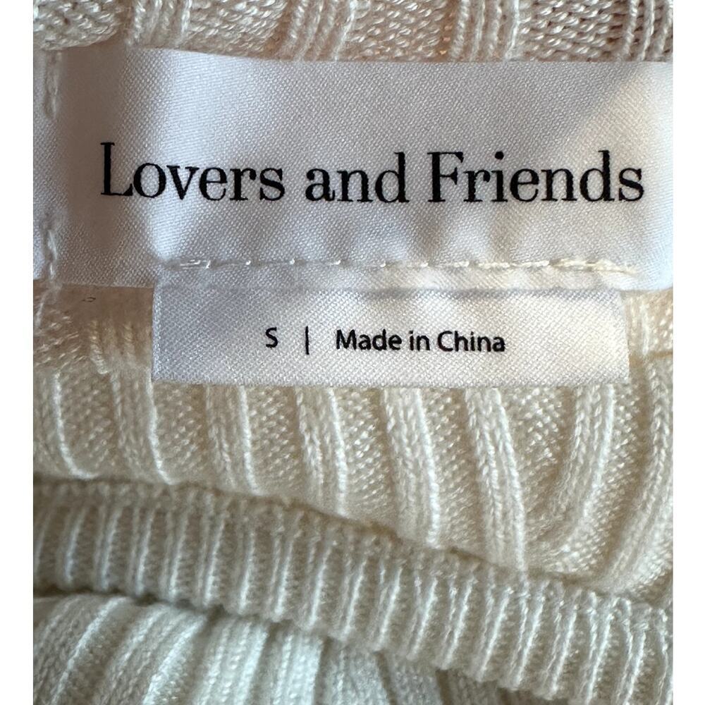Lovers and Friends White Tie Back Fitted Long Sleeve Cotton Blend Rib Sweater S - Picture 5 of 6